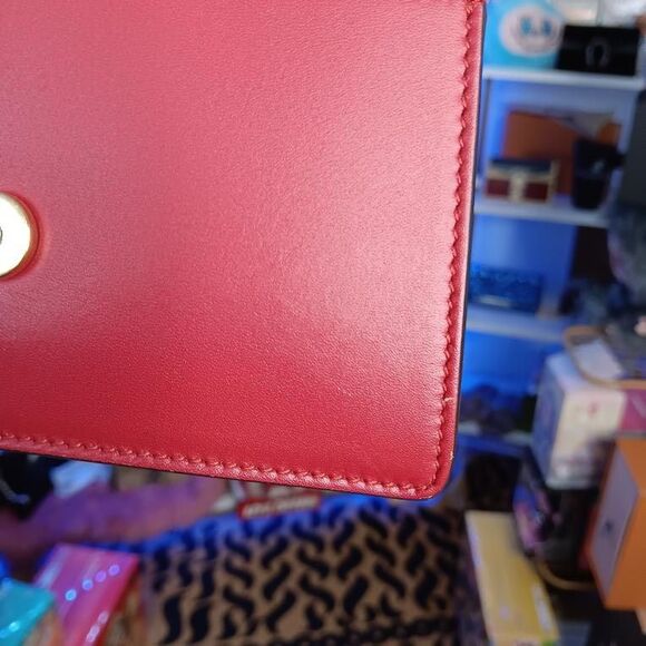 Gucci Red Leather Super Mini Sylvie Chain Crossbody 2 way Bag Gold Chain - Picture 9 of 14